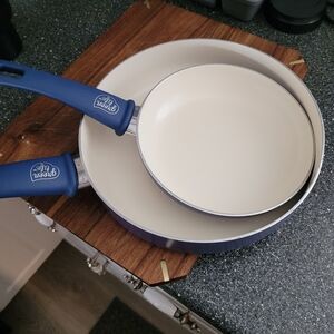 Green Life Ceramic Fry Pan 2 piece Set In Blue